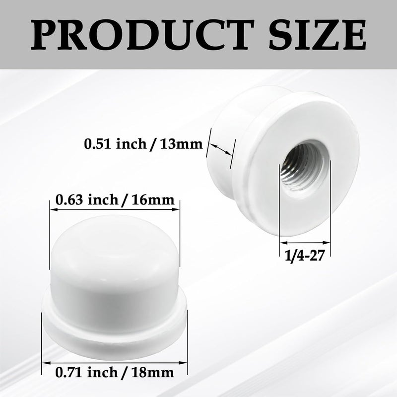 MARRTEUM 1/2 Inch Tall Lamp Finial Tapped 1/4-27 Knob Lamp Accessories for Lamp Shade Holder Harp Tops, White, 2PCS - Image 2